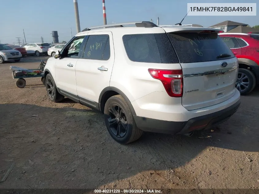 2011 Ford Explorer Limited VIN: 1FMHK7F82BGA49841 Lot: 40231220