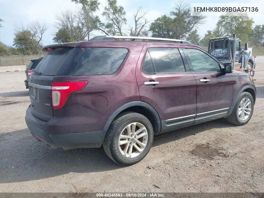 2011 Ford Explorer Xlt VIN: 1FMHK8D89BGA57136 Lot: 40245563