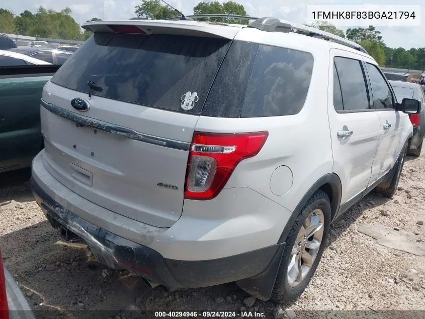 1FMHK8F83BGA21794 2011 Ford Explorer Limited