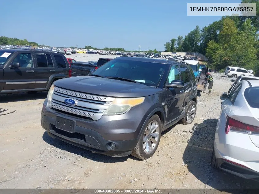 2011 Ford Explorer Xlt VIN: 1FMHK7D80BGA75857 Lot: 40302885