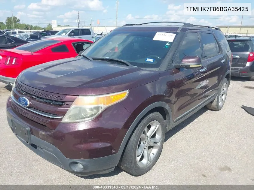 2011 Ford Explorer Limited VIN: 1FMHK7F86BGA35425 Lot: 40331340