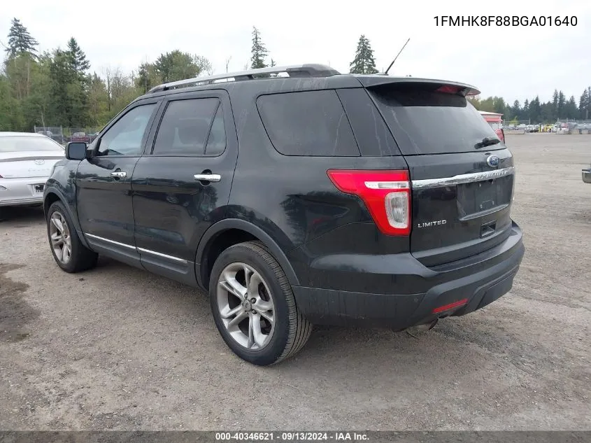 2011 Ford Explorer Limited VIN: 1FMHK8F88BGA01640 Lot: 40346621