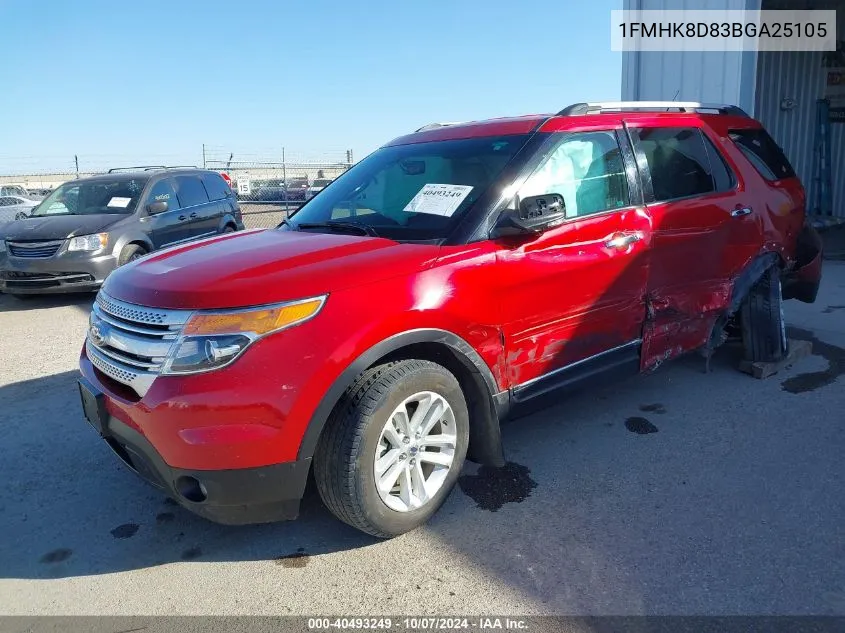 2011 Ford Explorer Xlt VIN: 1FMHK8D83BGA25105 Lot: 40493249