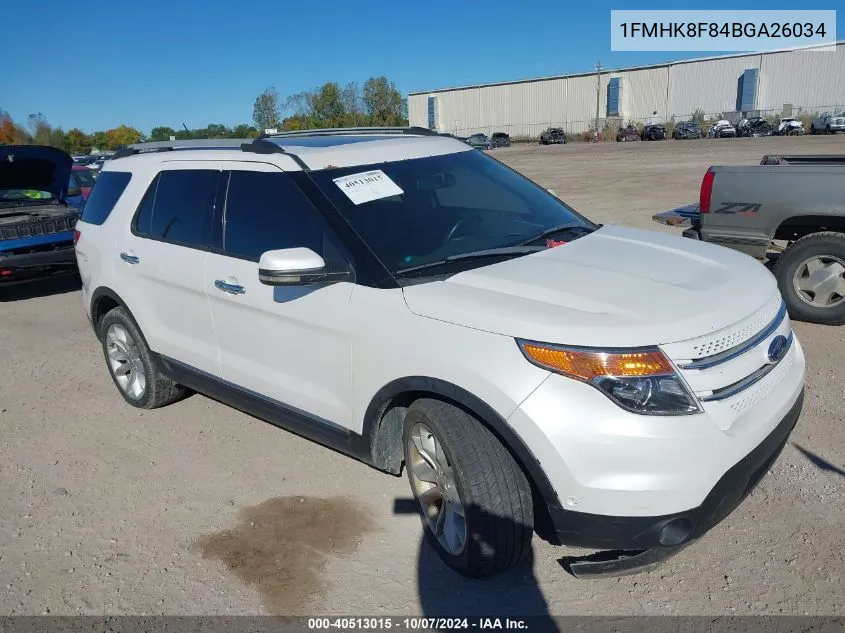 2011 Ford Explorer Limited VIN: 1FMHK8F84BGA26034 Lot: 40513015