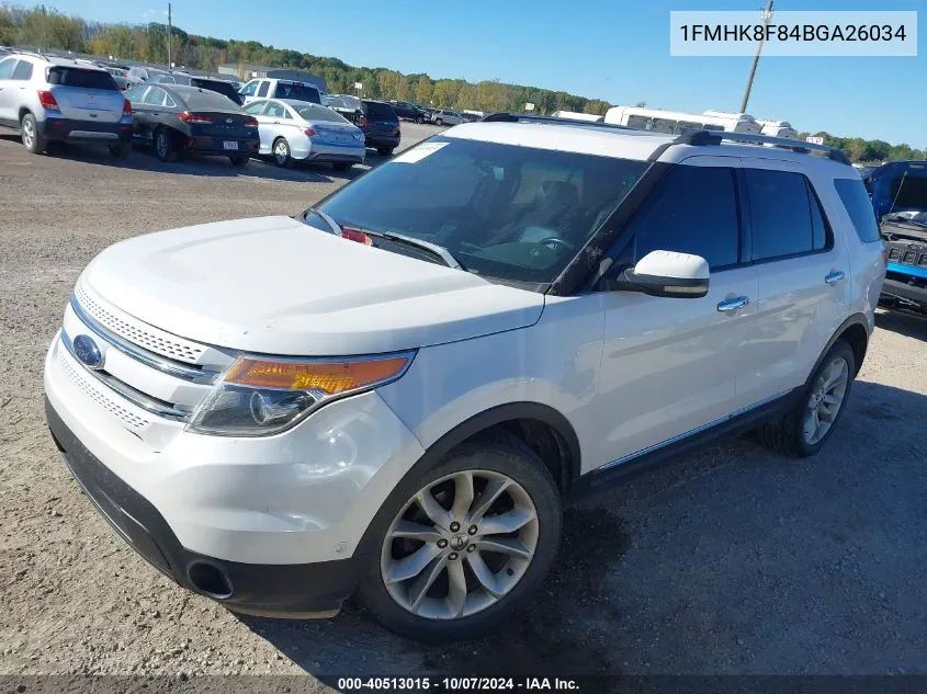 2011 Ford Explorer Limited VIN: 1FMHK8F84BGA26034 Lot: 40513015