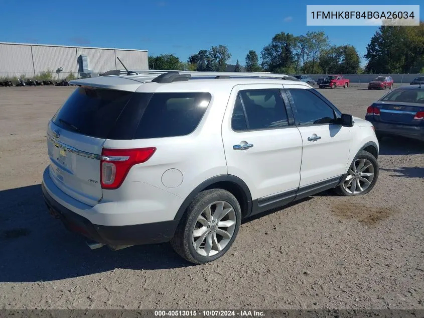 2011 Ford Explorer Limited VIN: 1FMHK8F84BGA26034 Lot: 40513015