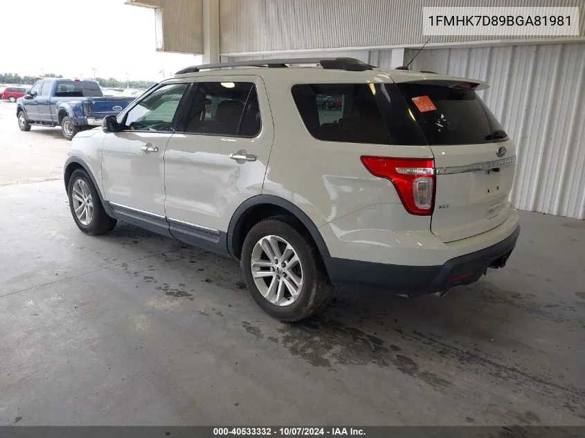 2011 Ford Explorer Xlt VIN: 1FMHK7D89BGA81981 Lot: 40533332