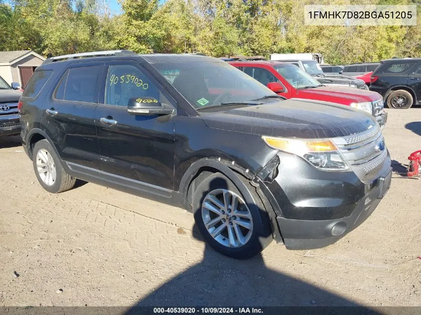 2011 Ford Explorer Xlt VIN: 1FMHK7D82BGA51205 Lot: 40539020