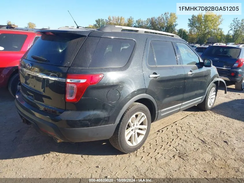 2011 Ford Explorer Xlt VIN: 1FMHK7D82BGA51205 Lot: 40539020