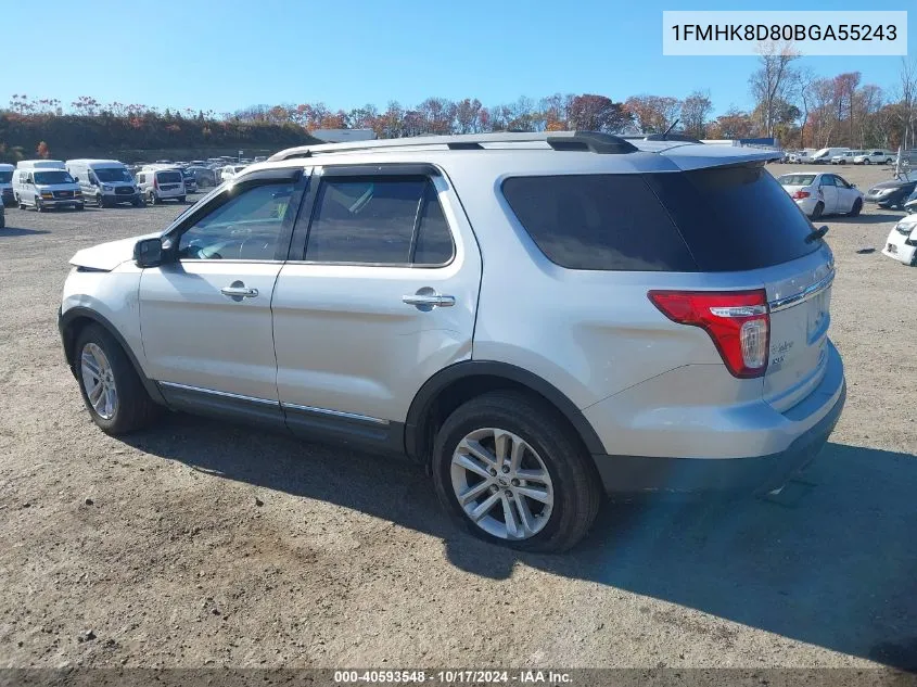 2011 Ford Explorer Xlt VIN: 1FMHK8D80BGA55243 Lot: 40593548