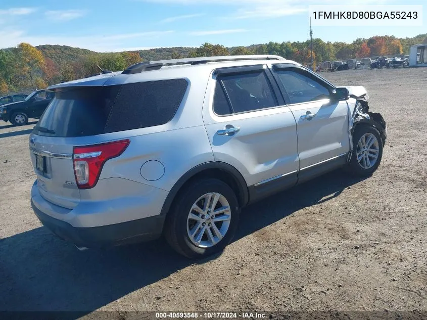 2011 Ford Explorer Xlt VIN: 1FMHK8D80BGA55243 Lot: 40593548