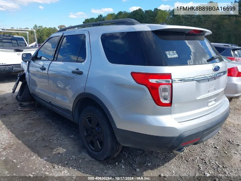 2011 Ford Explorer VIN: 1FMHK8B89BGA16699 Lot: 40630284