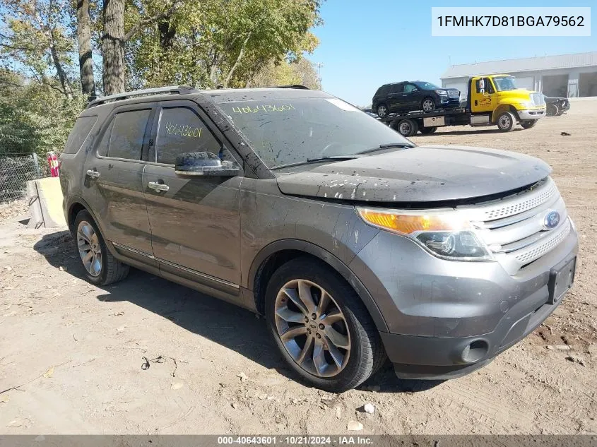 2011 Ford Explorer Xlt VIN: 1FMHK7D81BGA79562 Lot: 40643601