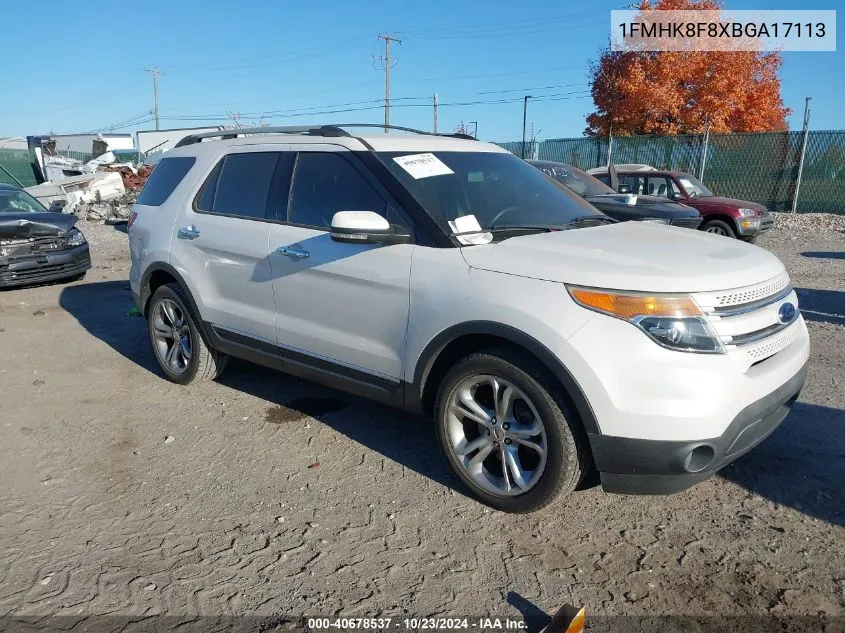 2011 Ford Explorer Limited VIN: 1FMHK8F8XBGA17113 Lot: 40678537