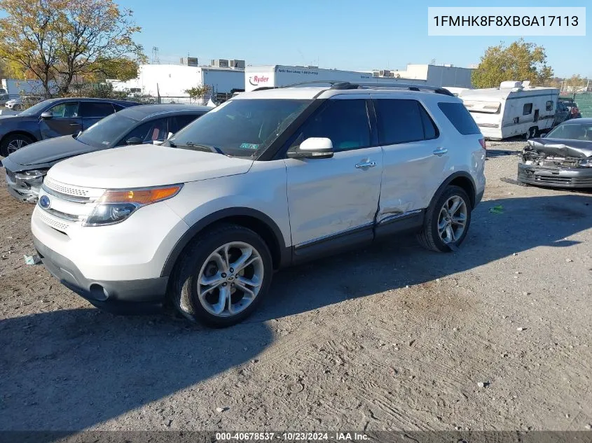 2011 Ford Explorer Limited VIN: 1FMHK8F8XBGA17113 Lot: 40678537