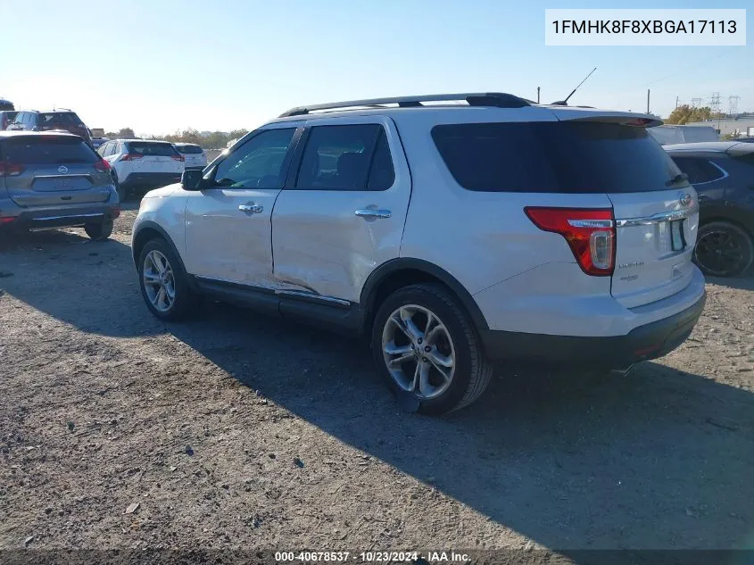 2011 Ford Explorer Limited VIN: 1FMHK8F8XBGA17113 Lot: 40678537