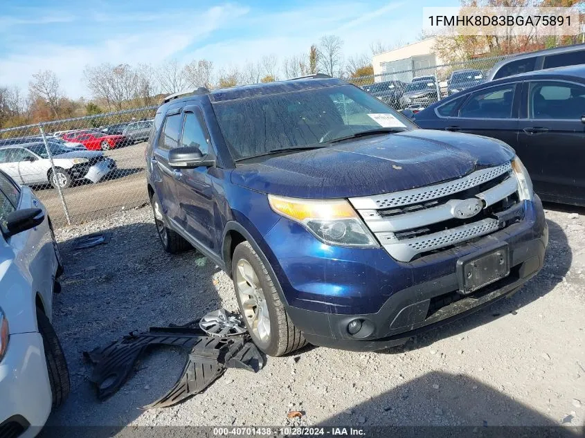 2011 Ford Explorer Xlt VIN: 1FMHK8D83BGA75891 Lot: 40701438