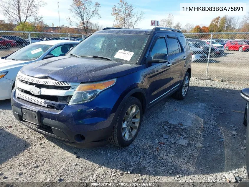 2011 Ford Explorer Xlt VIN: 1FMHK8D83BGA75891 Lot: 40701438