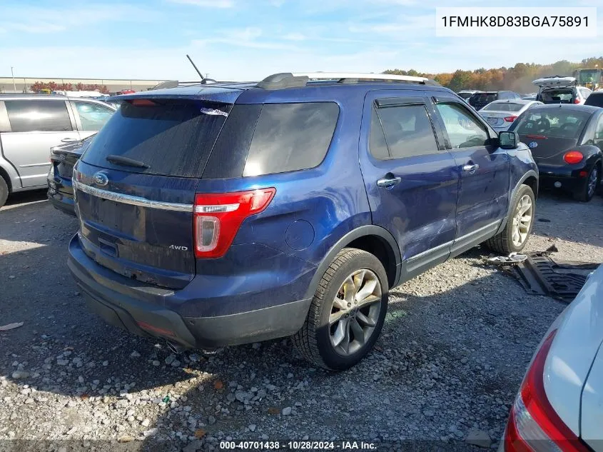 2011 Ford Explorer Xlt VIN: 1FMHK8D83BGA75891 Lot: 40701438