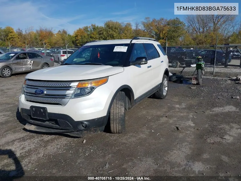 2011 Ford Explorer Xlt VIN: 1FMHK8D83BGA75633 Lot: 40705715