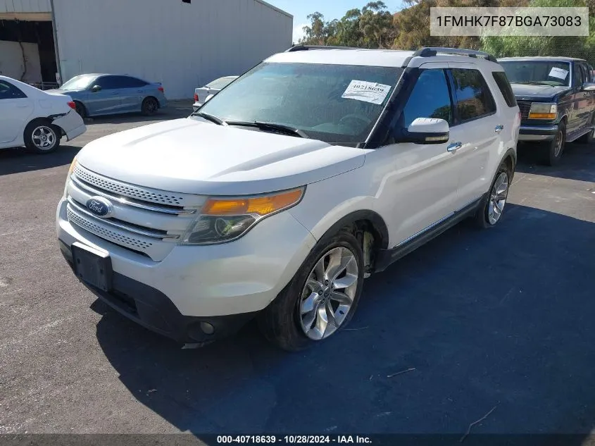 2011 Ford Explorer Limited VIN: 1FMHK7F87BGA73083 Lot: 40718639