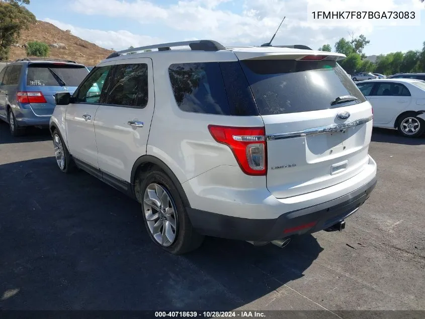 2011 Ford Explorer Limited VIN: 1FMHK7F87BGA73083 Lot: 40718639