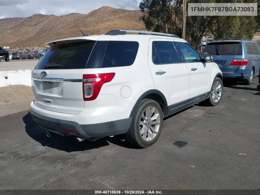 2011 Ford Explorer Limited VIN: 1FMHK7F87BGA73083 Lot: 40718639