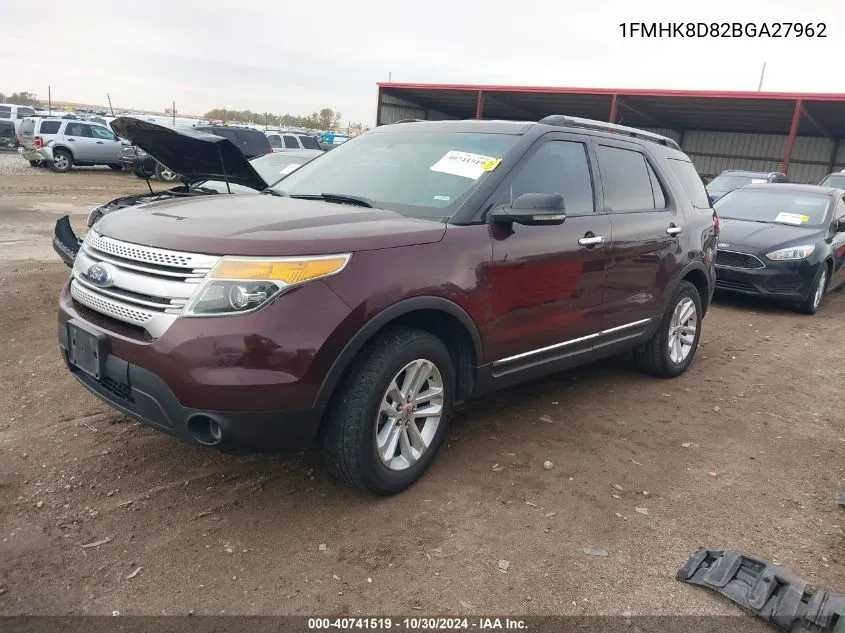 2011 Ford Explorer Xlt VIN: 1FMHK8D82BGA27962 Lot: 40741519