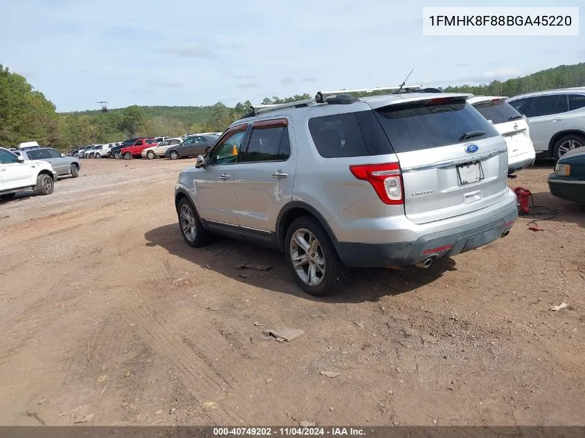 2011 Ford Explorer Limited VIN: 1FMHK8F88BGA45220 Lot: 40749202