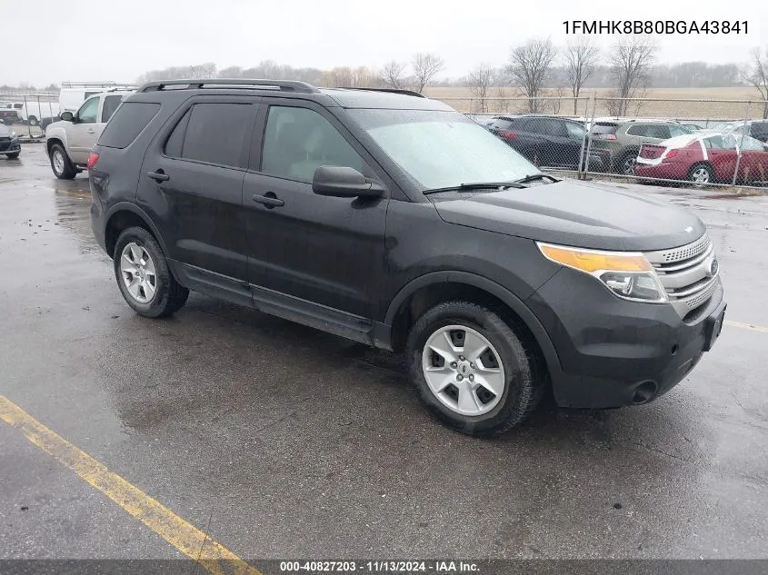 2011 Ford Explorer VIN: 1FMHK8B80BGA43841 Lot: 40827203