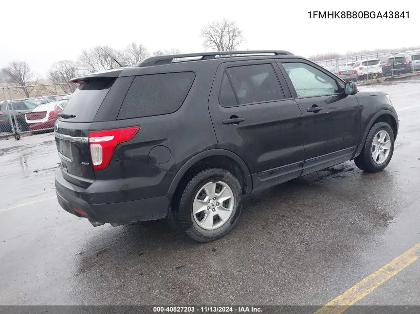 2011 Ford Explorer VIN: 1FMHK8B80BGA43841 Lot: 40827203