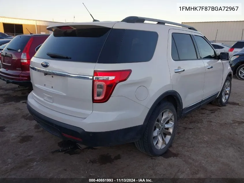 2011 Ford Explorer Limited VIN: 1FMHK7F87BGA72967 Lot: 40851993