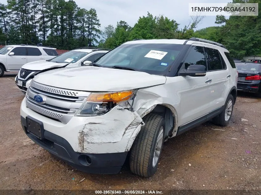 1FMHK7D94CGA64192 2012 Ford Explorer Xlt