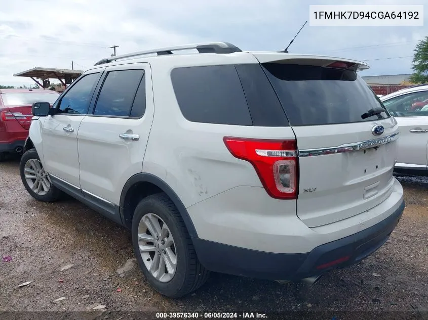 1FMHK7D94CGA64192 2012 Ford Explorer Xlt