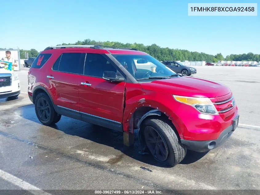 2012 Ford Explorer Limited VIN: 1FMHK8F8XCGA92458 Lot: 39627499