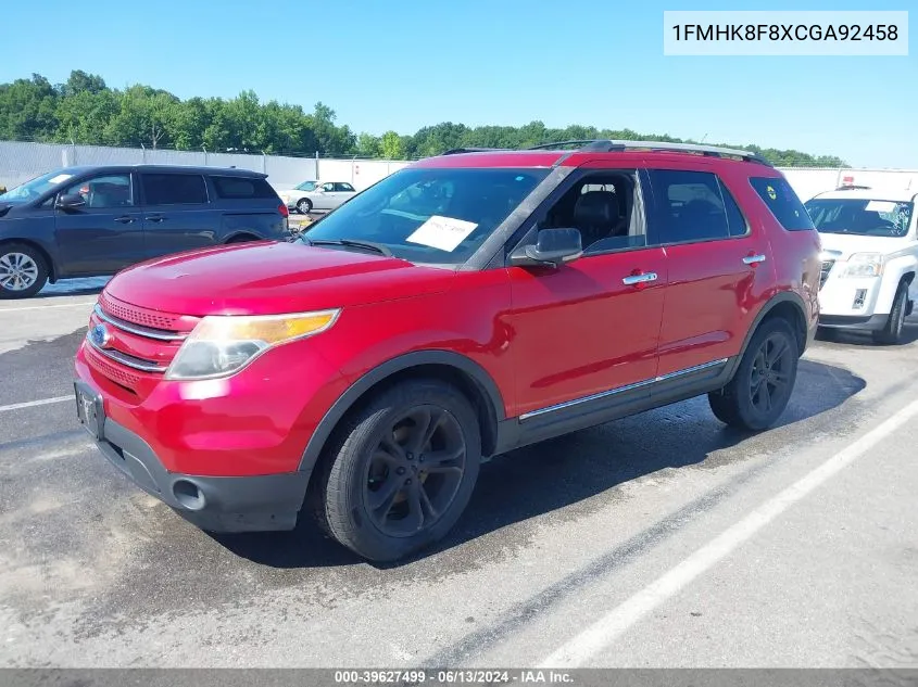 2012 Ford Explorer Limited VIN: 1FMHK8F8XCGA92458 Lot: 39627499