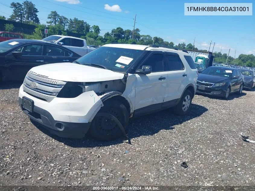 2012 Ford Explorer VIN: 1FMHK8B84CGA31001 Lot: 39650017