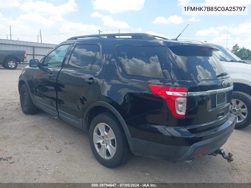 2012 Ford Explorer VIN: 1FMHK7B85CGA25797 Lot: 39794647