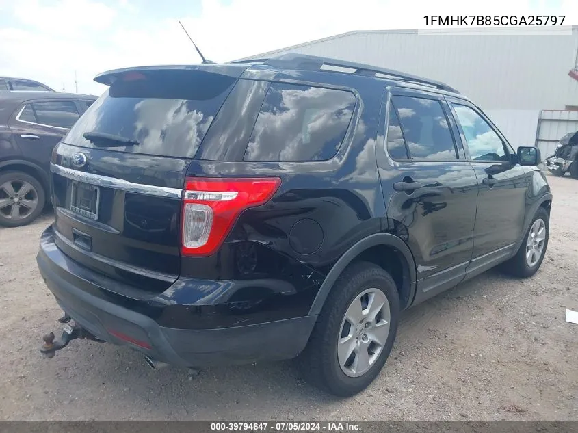 2012 Ford Explorer VIN: 1FMHK7B85CGA25797 Lot: 39794647