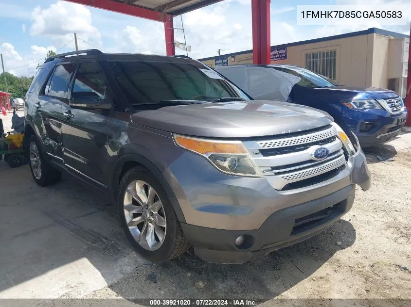 2012 Ford Explorer Xlt VIN: 1FMHK7D85CGA50583 Lot: 39921020