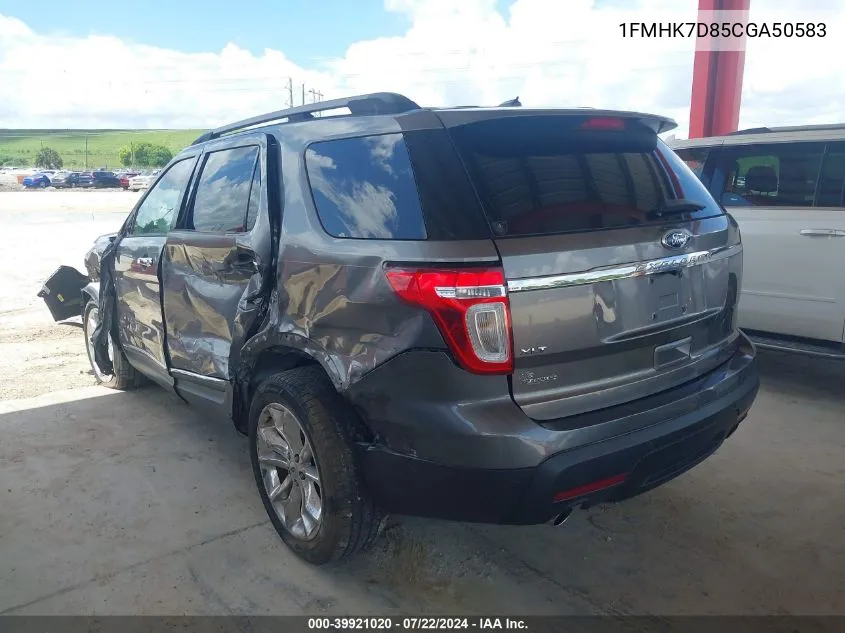 2012 Ford Explorer Xlt VIN: 1FMHK7D85CGA50583 Lot: 39921020