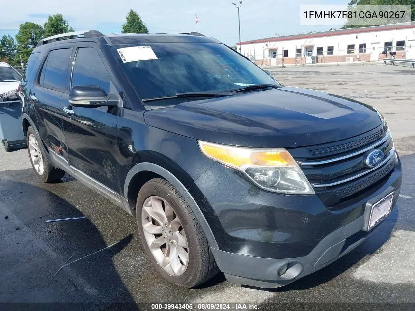 2012 Ford Explorer Limited VIN: 1FMHK7F81CGA90267 Lot: 39943405