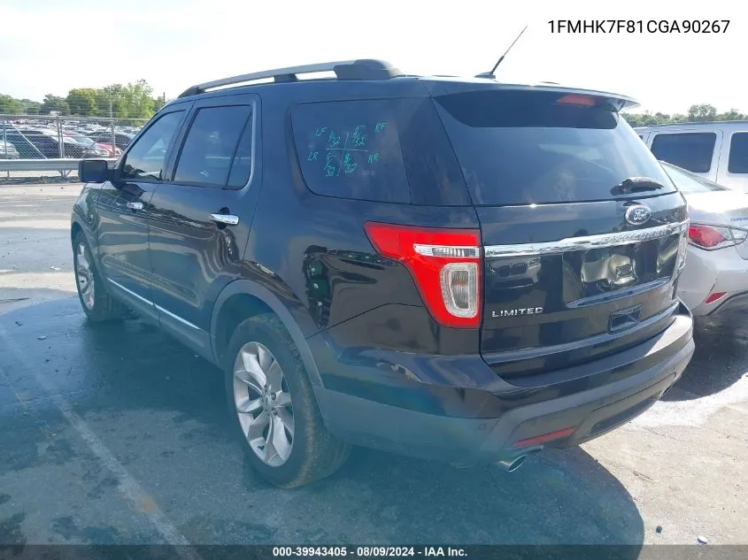 1FMHK7F81CGA90267 2012 Ford Explorer Limited