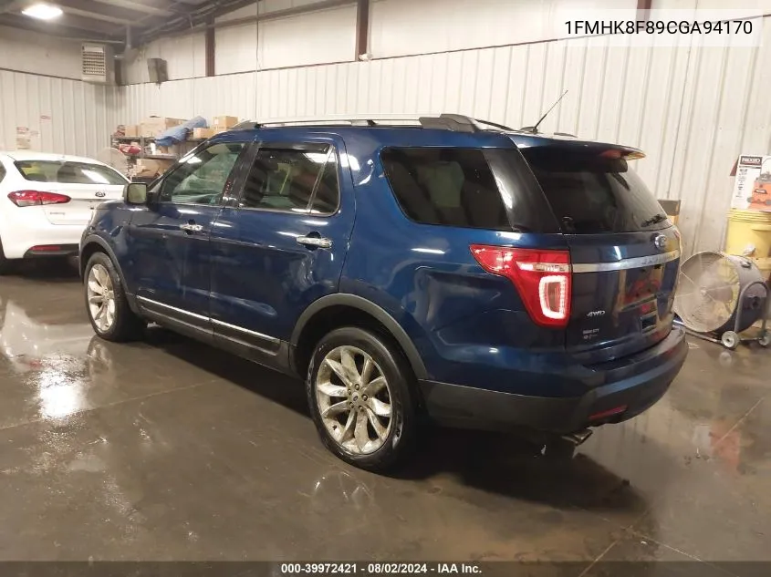 2012 Ford Explorer Limited VIN: 1FMHK8F89CGA94170 Lot: 39972421