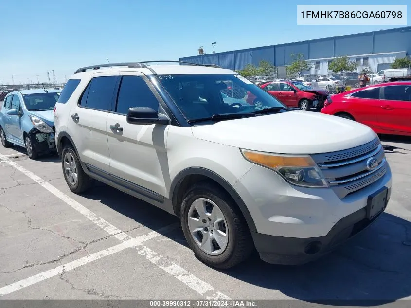 2012 Ford Explorer VIN: 1FMHK7B86CGA60798 Lot: 39990312