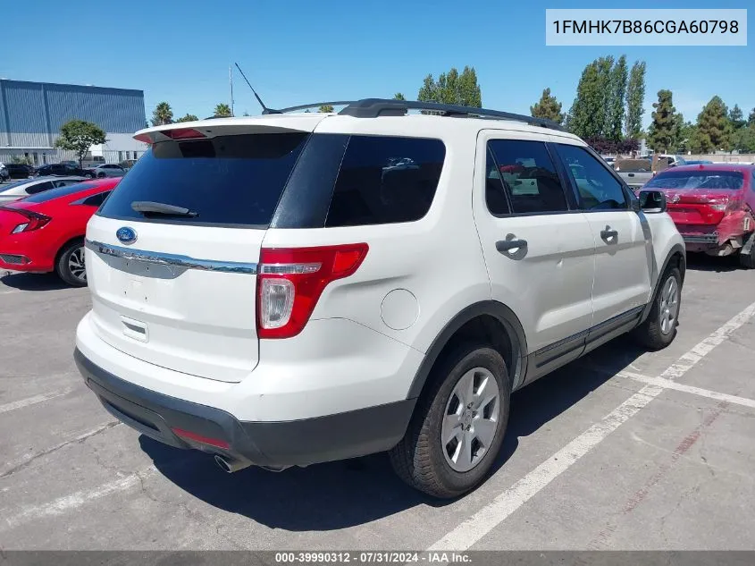 2012 Ford Explorer VIN: 1FMHK7B86CGA60798 Lot: 39990312