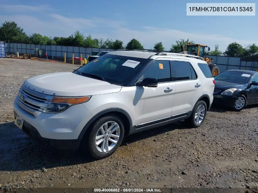 1FMHK7D81CGA15345 2012 Ford Explorer Xlt