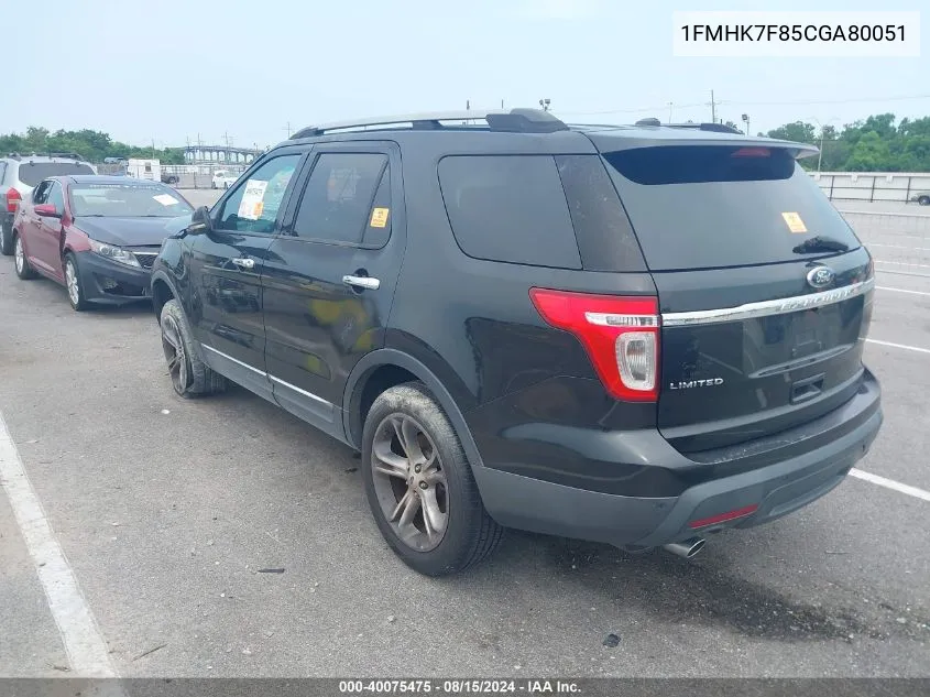 1FMHK7F85CGA80051 2012 Ford Explorer Limited