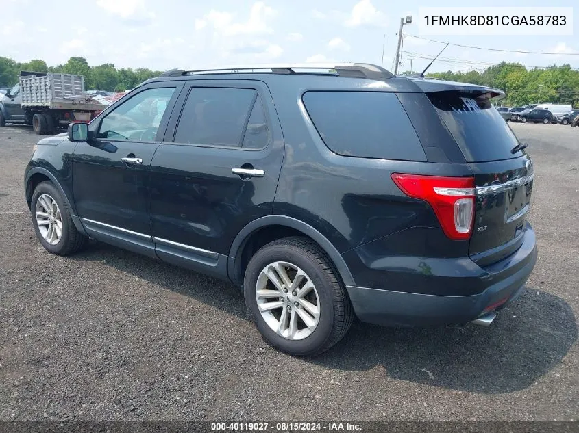 2012 Ford Explorer Xlt VIN: 1FMHK8D81CGA58783 Lot: 40119027