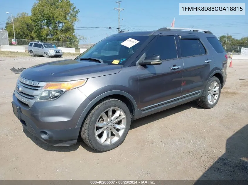 2012 Ford Explorer Xlt VIN: 1FMHK8D88CGA18815 Lot: 40205537